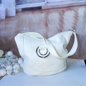 Maggie Mather Leather Hobo Bag White Large